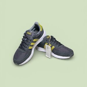 Adidas Charcoal and Lime Sneakers